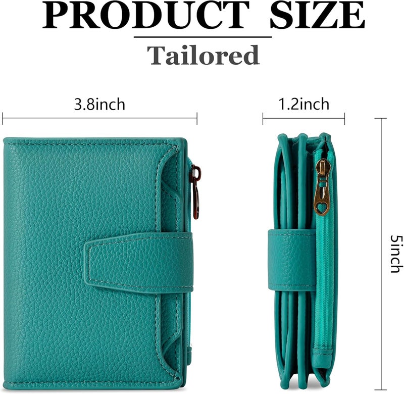 Airkit Small Wallet Women RFID Blocking Leather Bifold Compact Card Holder Wallet for Women with Zipper Coin Pocket 4 ID Window - Image 3